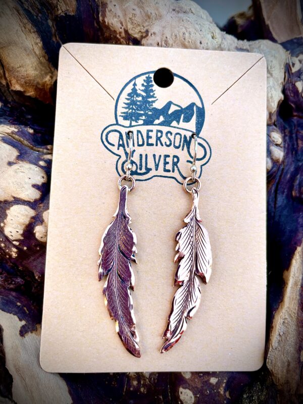 Medium copper feather earrings