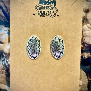 Sterling silver oval with sterling post, 3/4”long 1/2”wide
