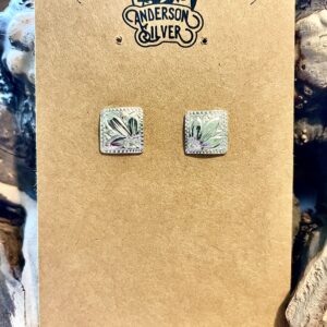 Small square sterling silver post earrings 1/2”