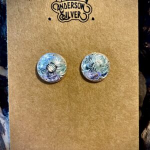 Sterling deep domed earring with sterling silver back, 1/2 inch