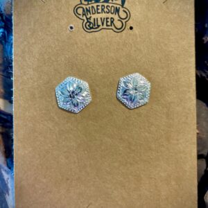 Small sterling silver hexagon post earrings 1/2”